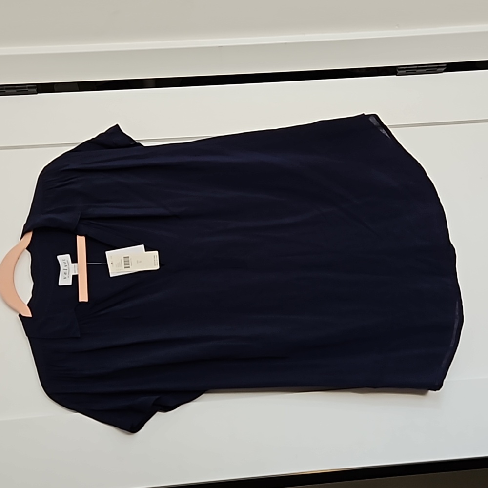 Velvet by Graham & Spencer | Navy Short Sleeve Blouse | Sz L | NWT